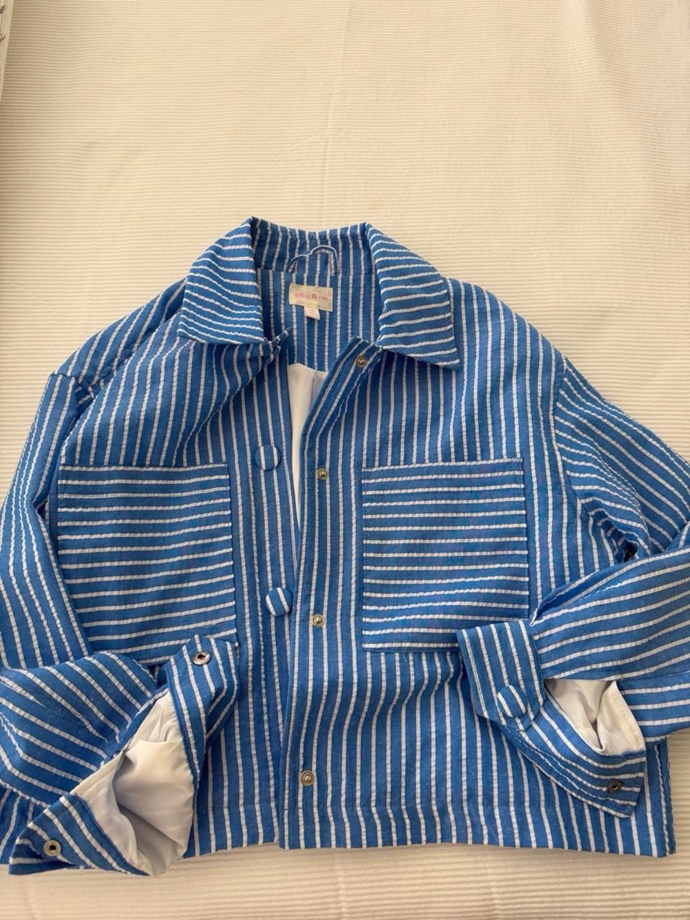 Riley and Rae blue and white stripe top